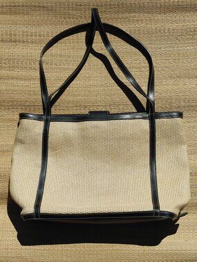 MAXX New York Woven Straw Raffia Style Tote Summer Beach Bag Large Carryall